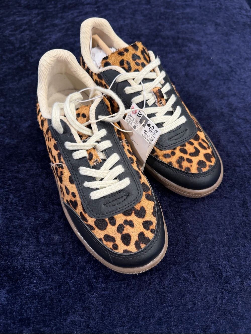 Zara Leopard Print Black Trim Kids Sneakers